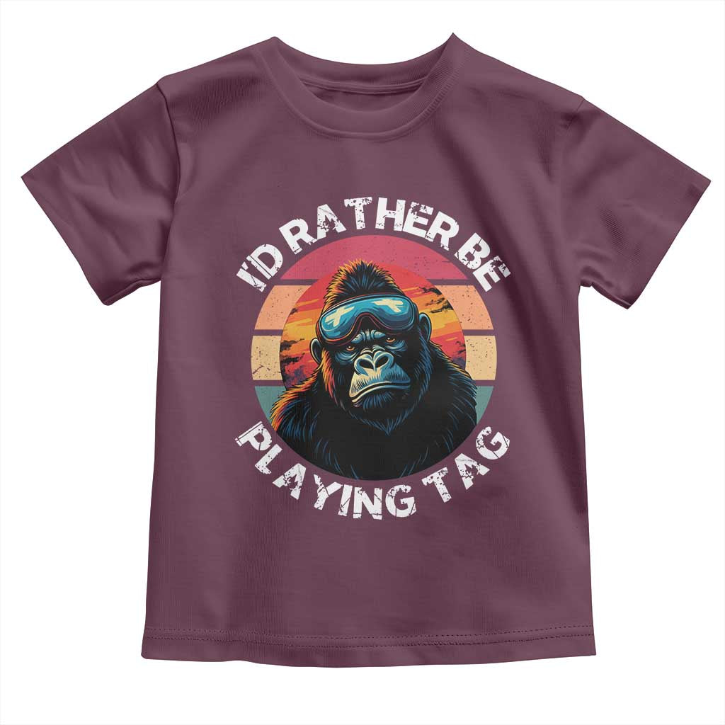 Funny Gorilla Lover Toddler T Shirt I’d Rather Be Playing Tag VR Game - Wonder Print Shop