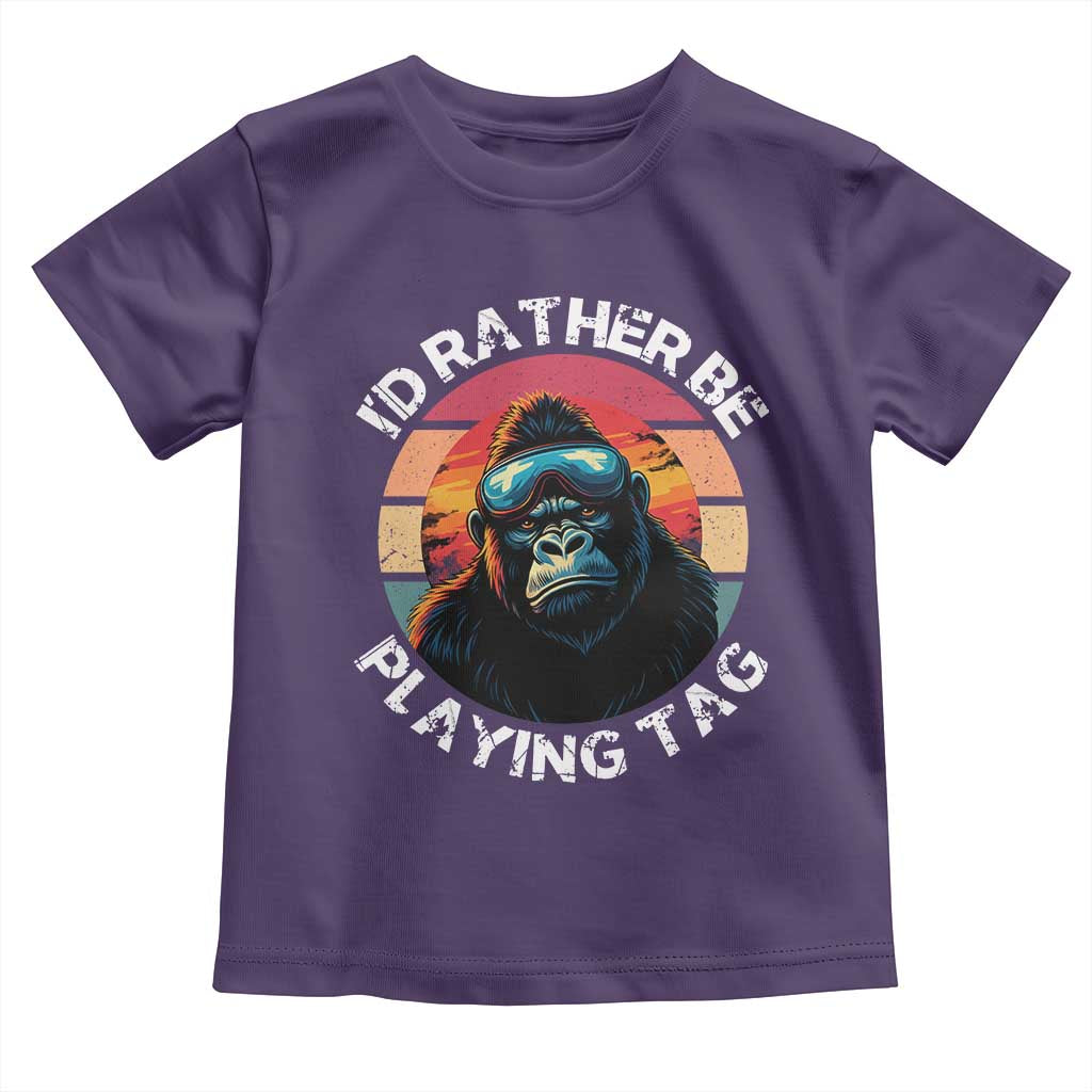 Funny Gorilla Lover Toddler T Shirt I’d Rather Be Playing Tag VR Game - Wonder Print Shop