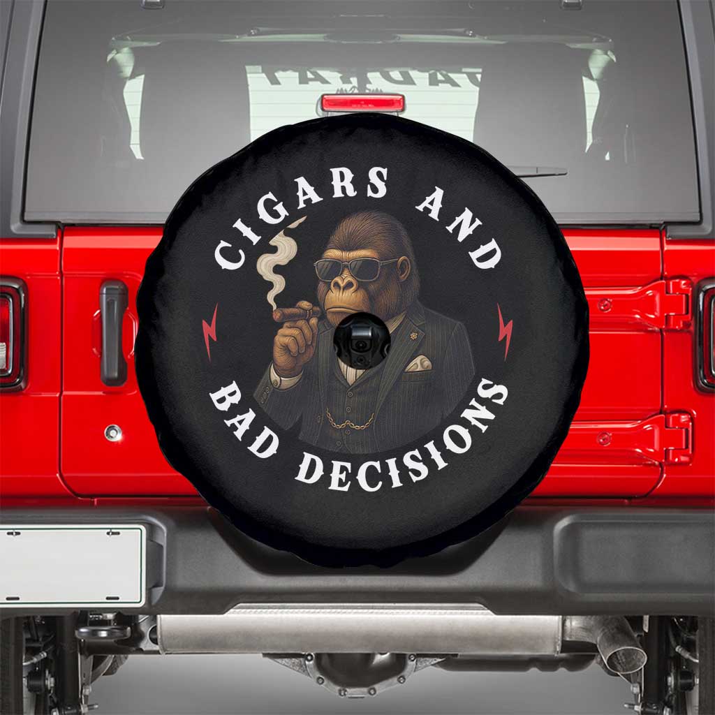 Cigars And Bad Decisions Spare Tire Cover Funny Gorilla Gift - Wonder Print Shop