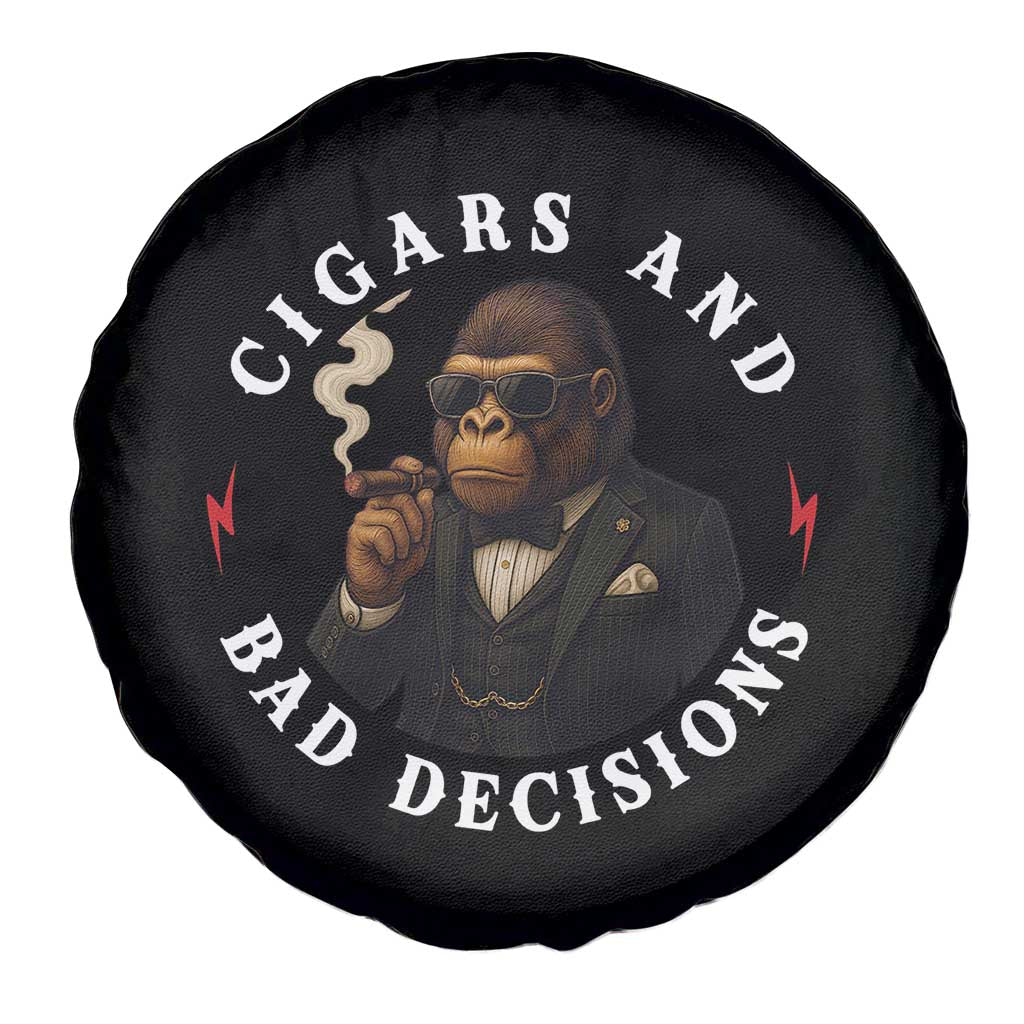 Cigars And Bad Decisions Spare Tire Cover Funny Gorilla Gift - Wonder Print Shop