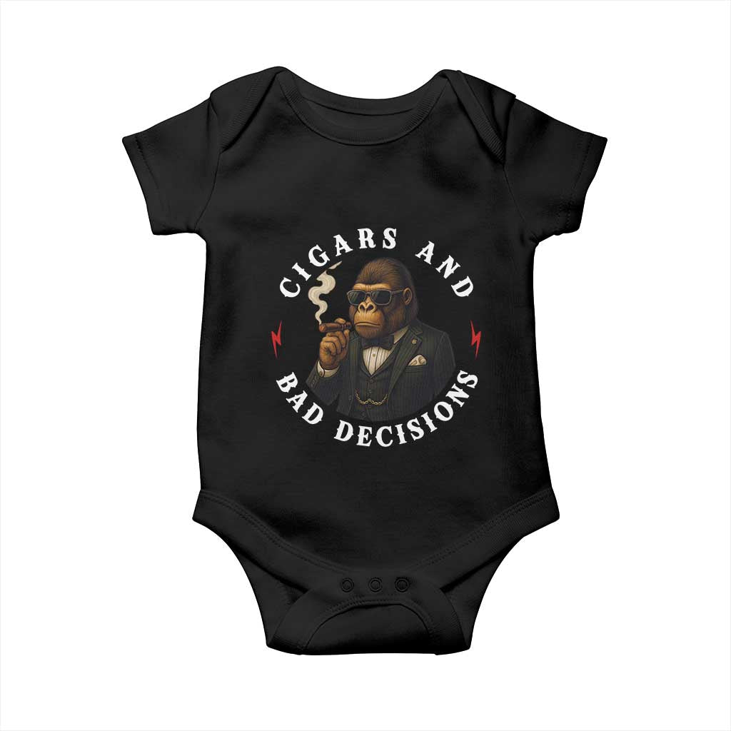 Cigars And Bad Decisions Baby Onesie Funny Gorilla Gift - Wonder Print Shop