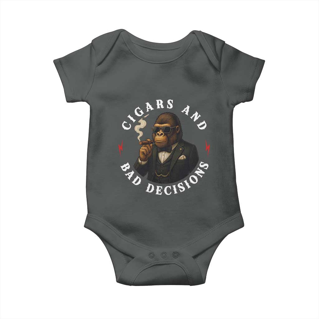 Cigars And Bad Decisions Baby Onesie Funny Gorilla Gift - Wonder Print Shop
