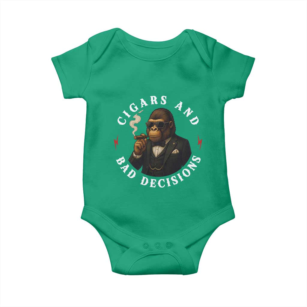 Cigars And Bad Decisions Baby Onesie Funny Gorilla Gift - Wonder Print Shop