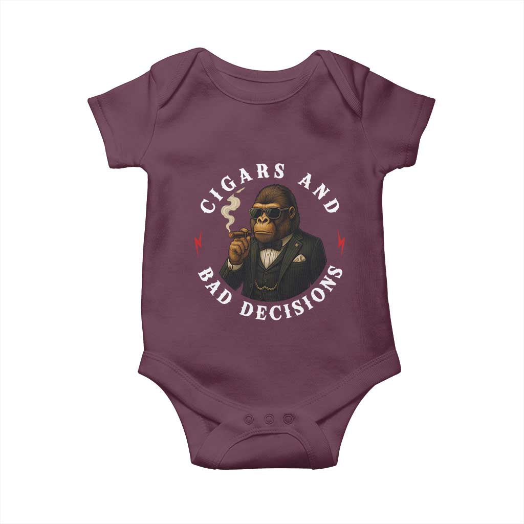 Cigars And Bad Decisions Baby Onesie Funny Gorilla Gift - Wonder Print Shop