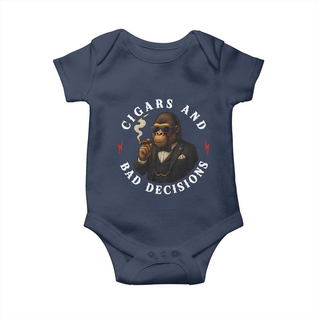 Cigars And Bad Decisions Baby Onesie Funny Gorilla Gift - Wonder Print Shop
