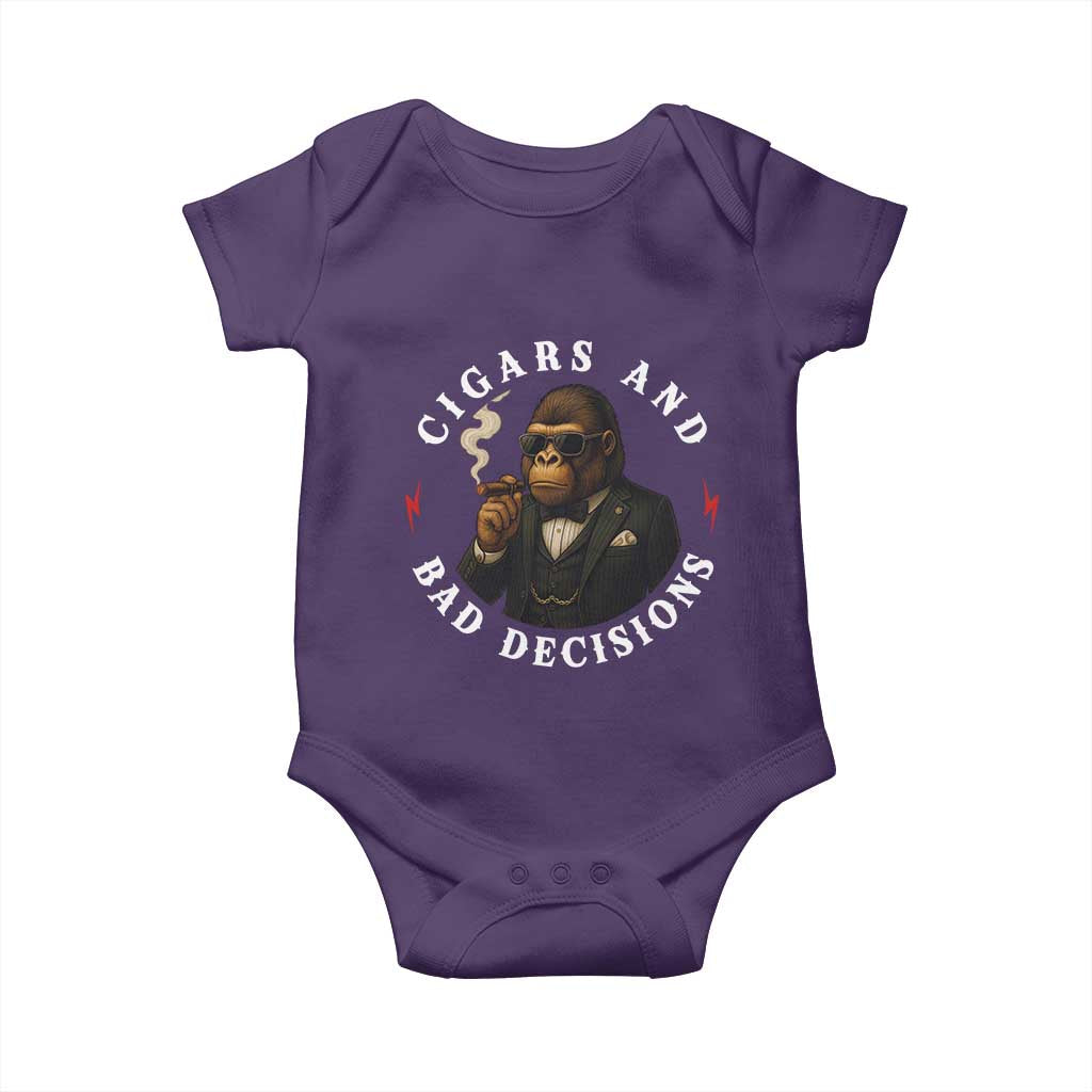 Cigars And Bad Decisions Baby Onesie Funny Gorilla Gift - Wonder Print Shop
