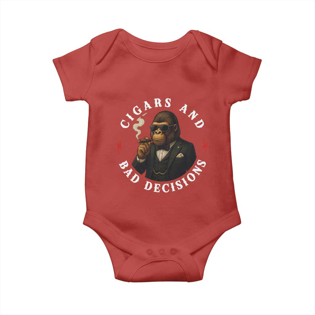 Cigars And Bad Decisions Baby Onesie Funny Gorilla Gift - Wonder Print Shop