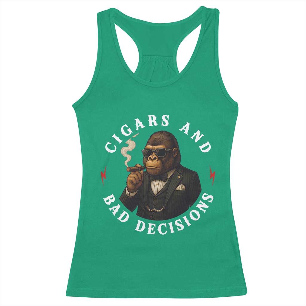 Cigars And Bad Decisions Racerback Tank Top Funny Gorilla Gift - Wonder Print Shop