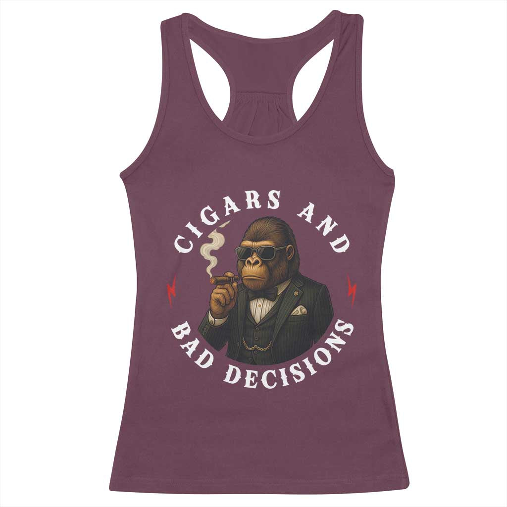 Cigars And Bad Decisions Racerback Tank Top Funny Gorilla Gift - Wonder Print Shop
