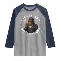 Cigars And Bad Decisions Raglan Shirt Funny Gorilla Gift - Wonder Print Shop