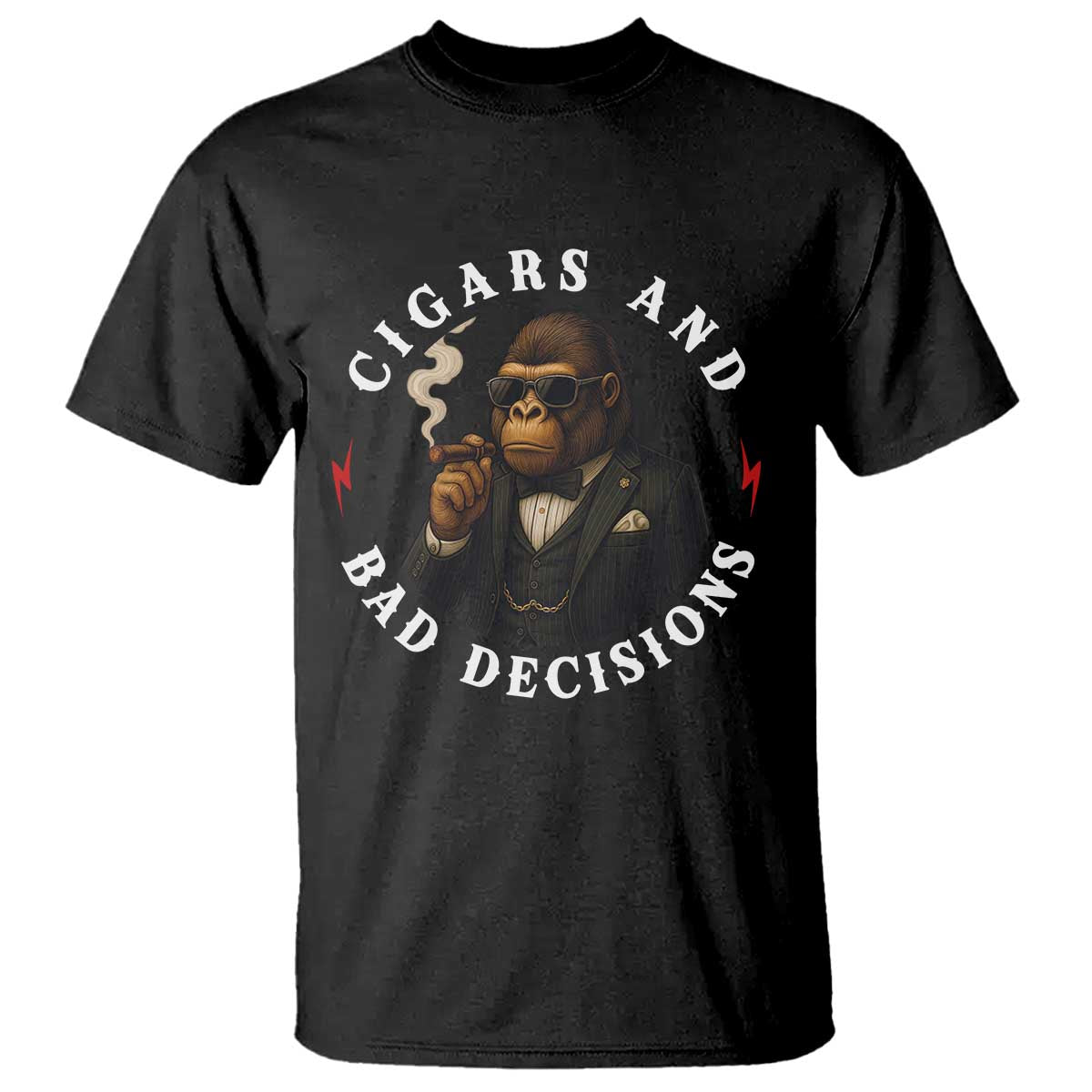 Cigars And Bad Decisions T Shirt Funny Gorilla Gift - Wonder Print Shop