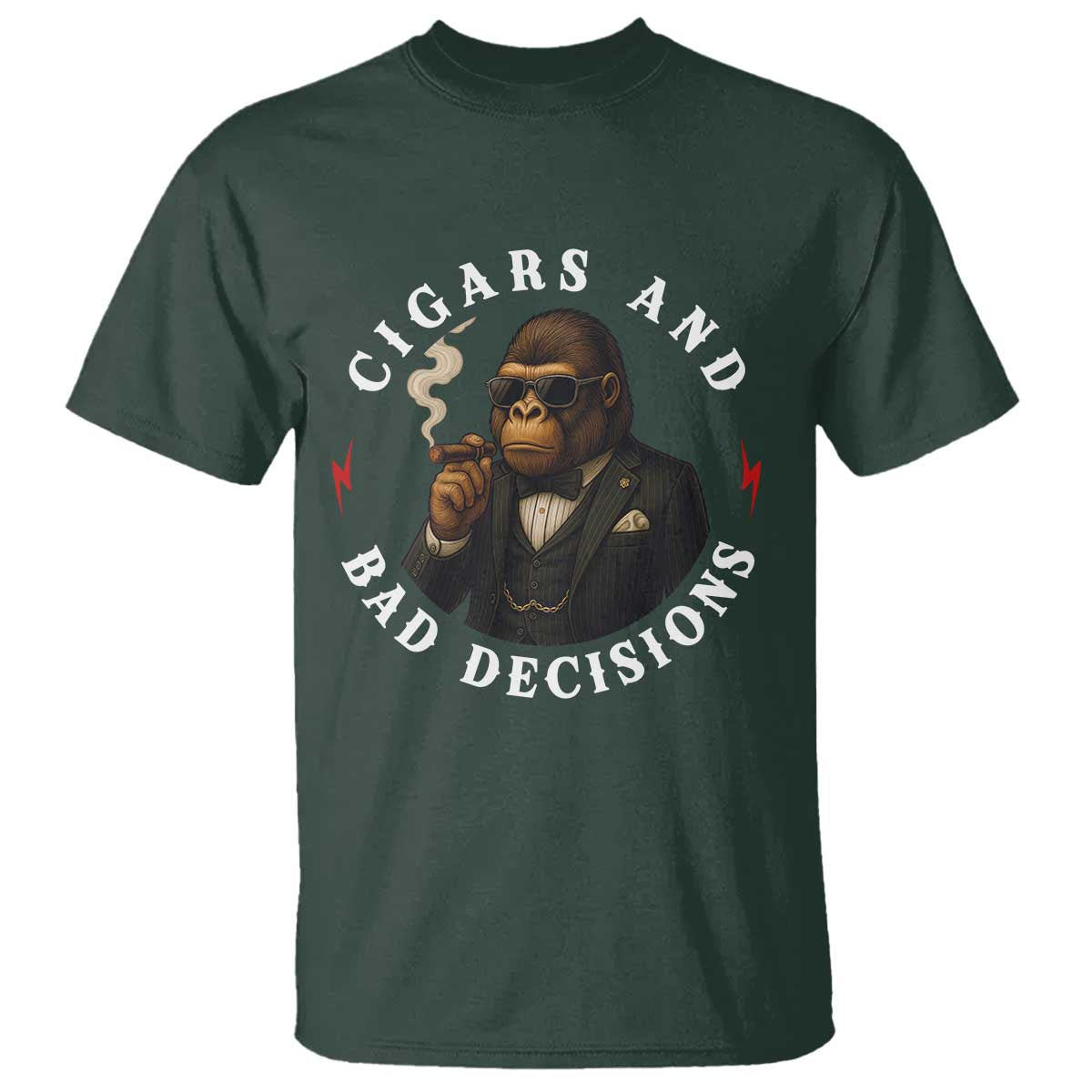 Cigars And Bad Decisions T Shirt Funny Gorilla Gift - Wonder Print Shop