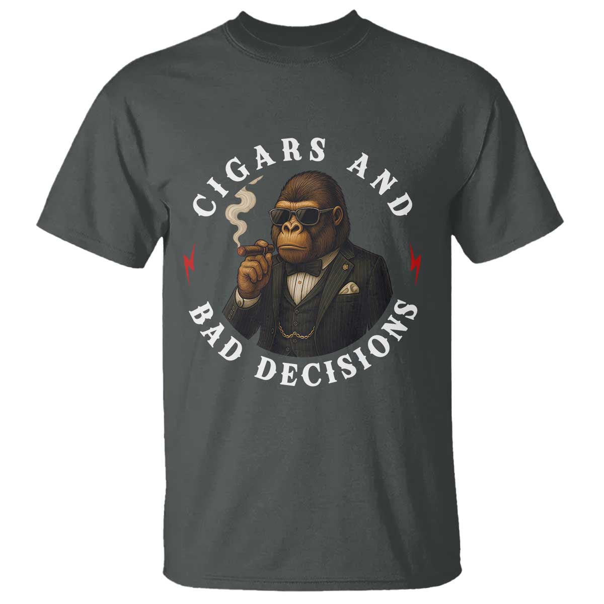Cigars And Bad Decisions T Shirt Funny Gorilla Gift - Wonder Print Shop