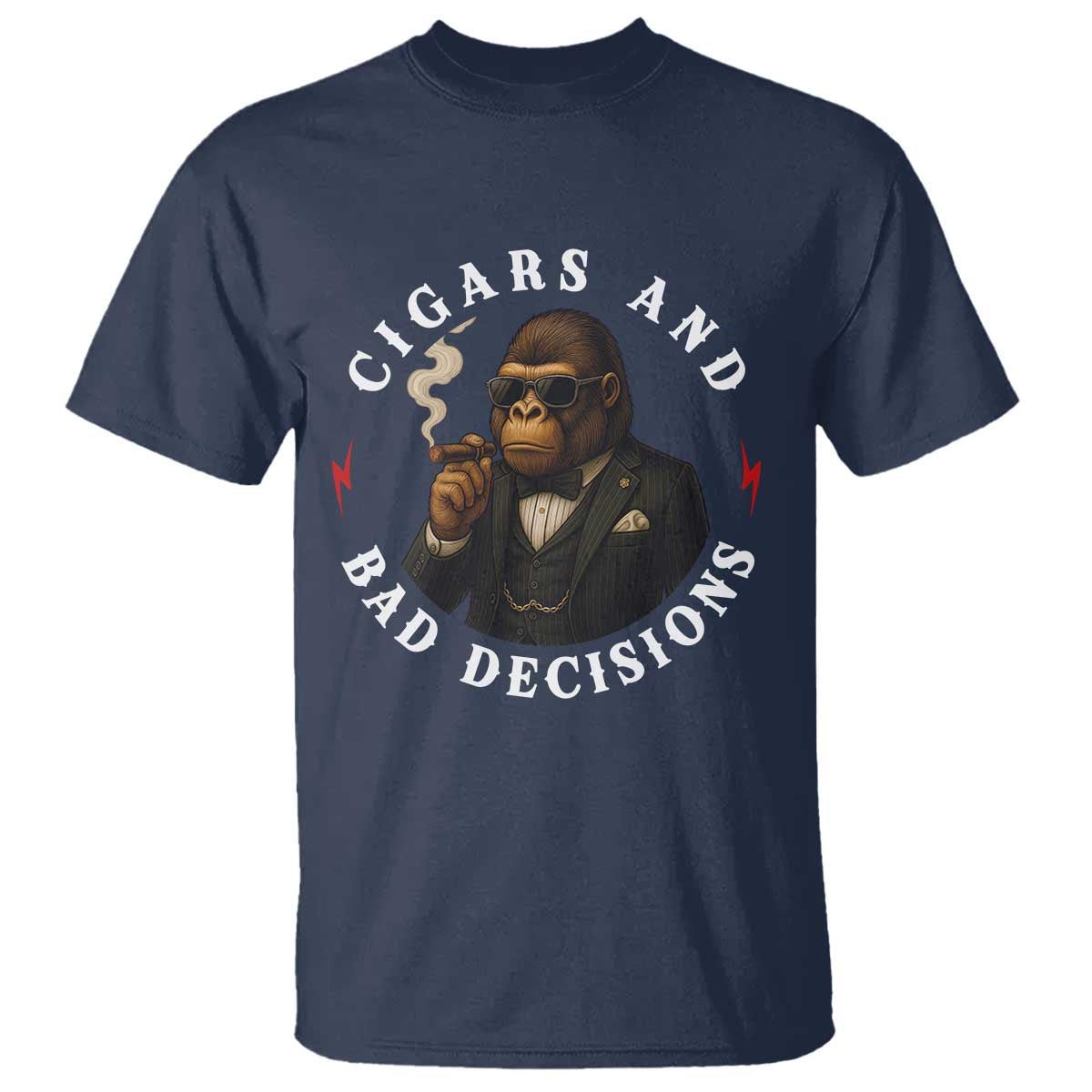 Cigars And Bad Decisions T Shirt Funny Gorilla Gift - Wonder Print Shop