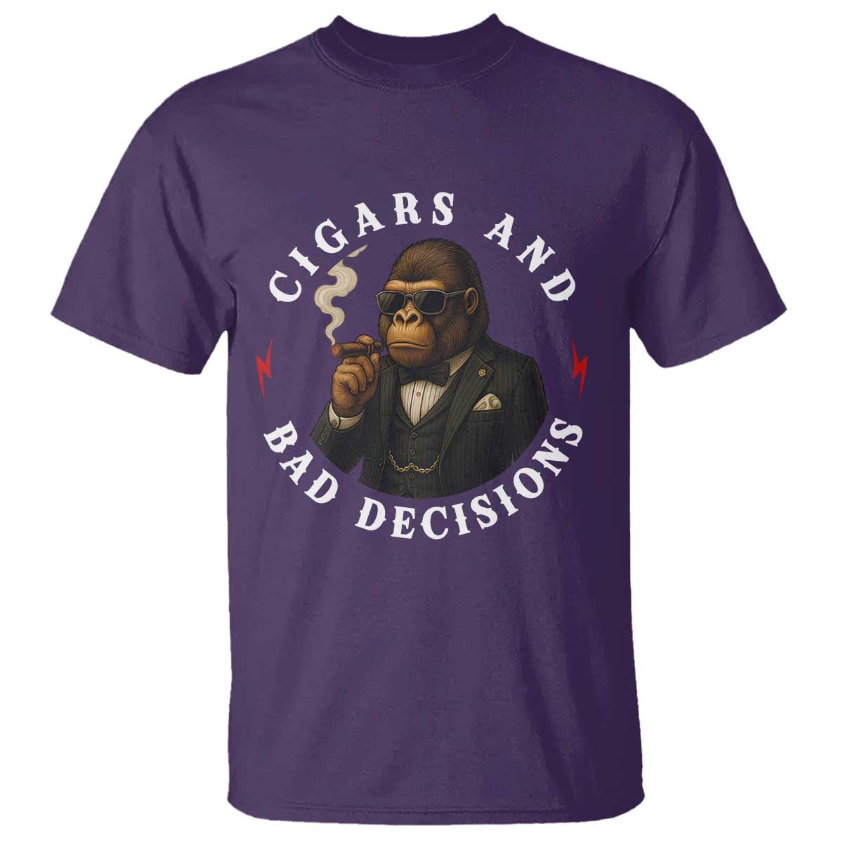 Cigars And Bad Decisions T Shirt Funny Gorilla Gift - Wonder Print Shop