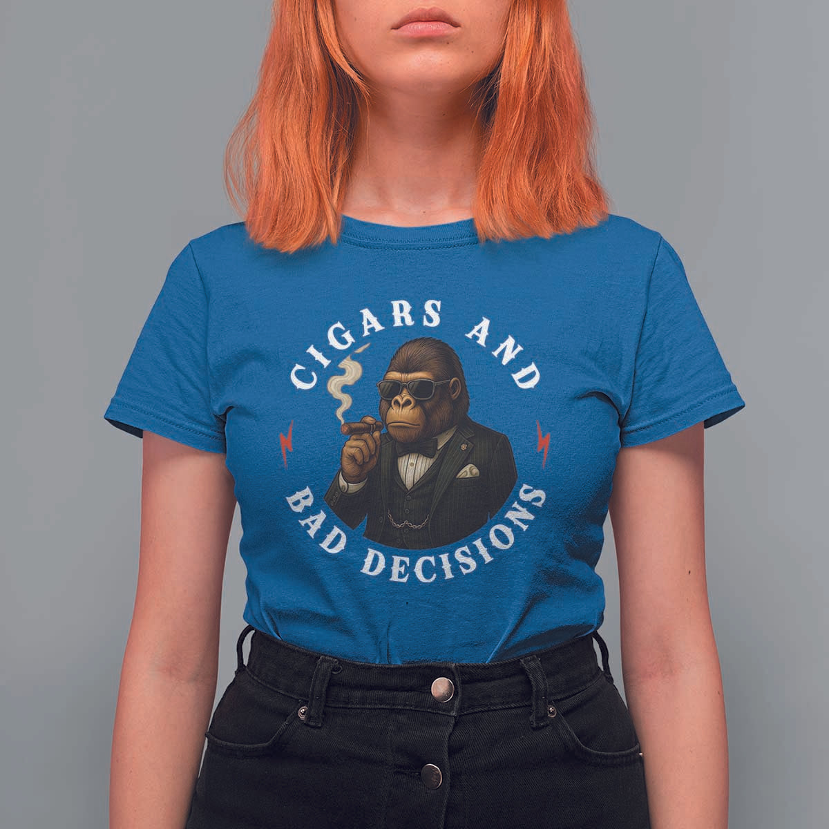 Cigars And Bad Decisions T Shirt For Women Funny Gorilla Gift - Wonder Print Shop