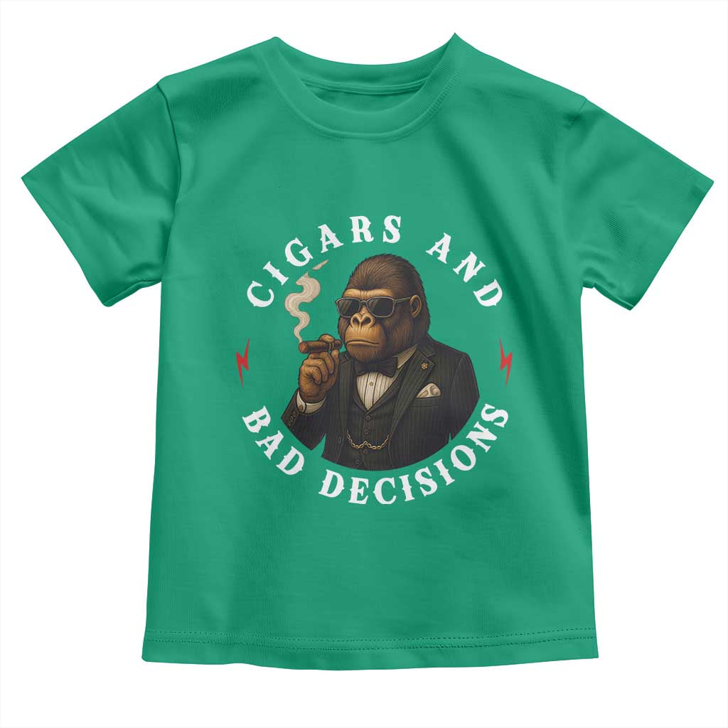 Cigars And Bad Decisions Toddler T Shirt Funny Gorilla Gift - Wonder Print Shop