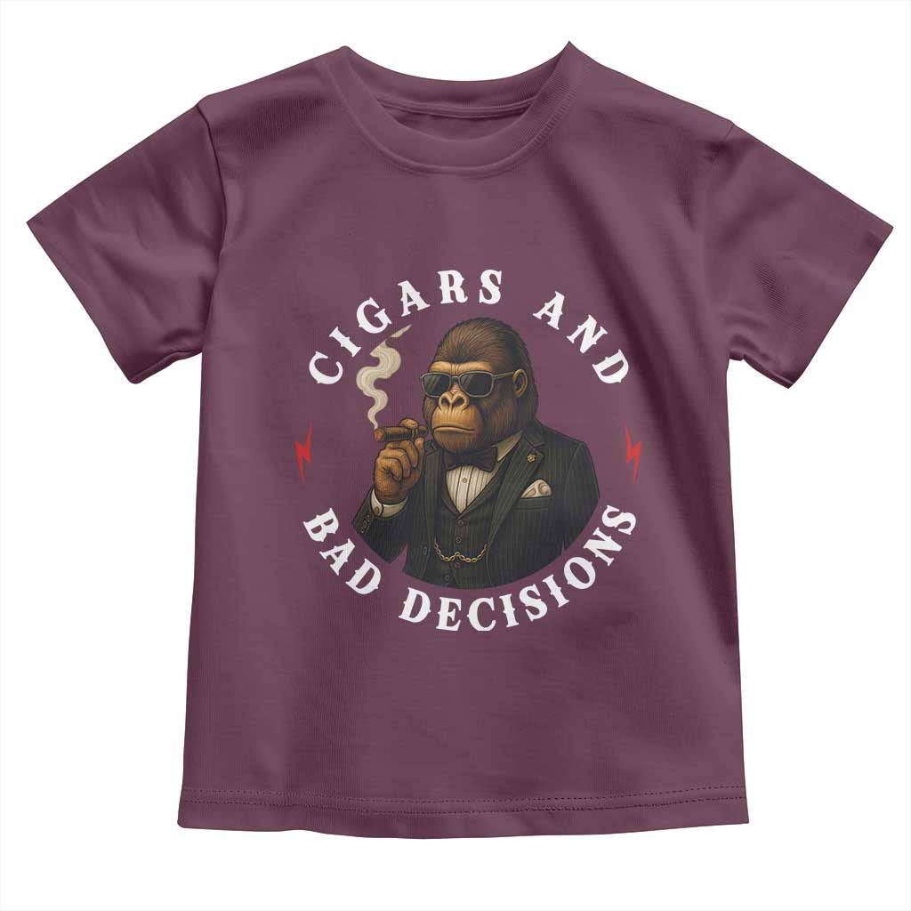 Cigars And Bad Decisions Toddler T Shirt Funny Gorilla Gift - Wonder Print Shop