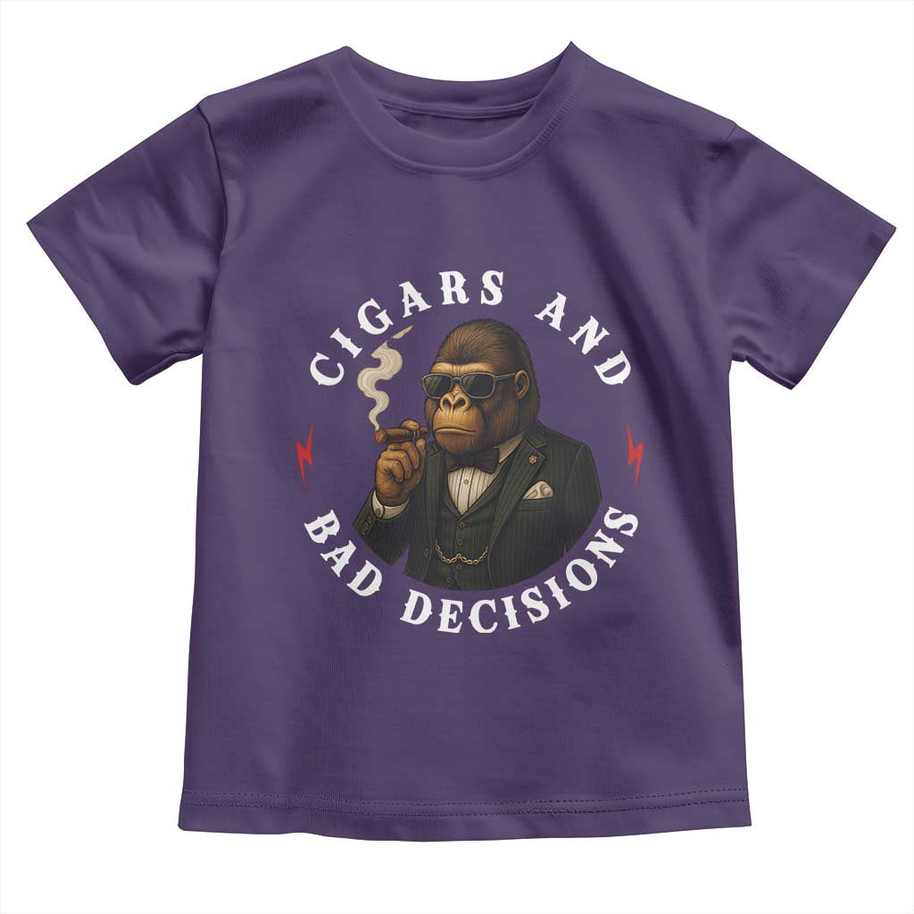 Cigars And Bad Decisions Toddler T Shirt Funny Gorilla Gift - Wonder Print Shop