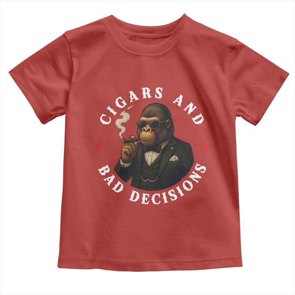 Cigars And Bad Decisions Toddler T Shirt Funny Gorilla Gift - Wonder Print Shop