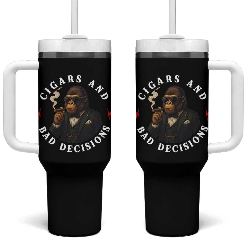Cigars And Bad Decisions Tumbler With Handle Funny Gorilla Gift