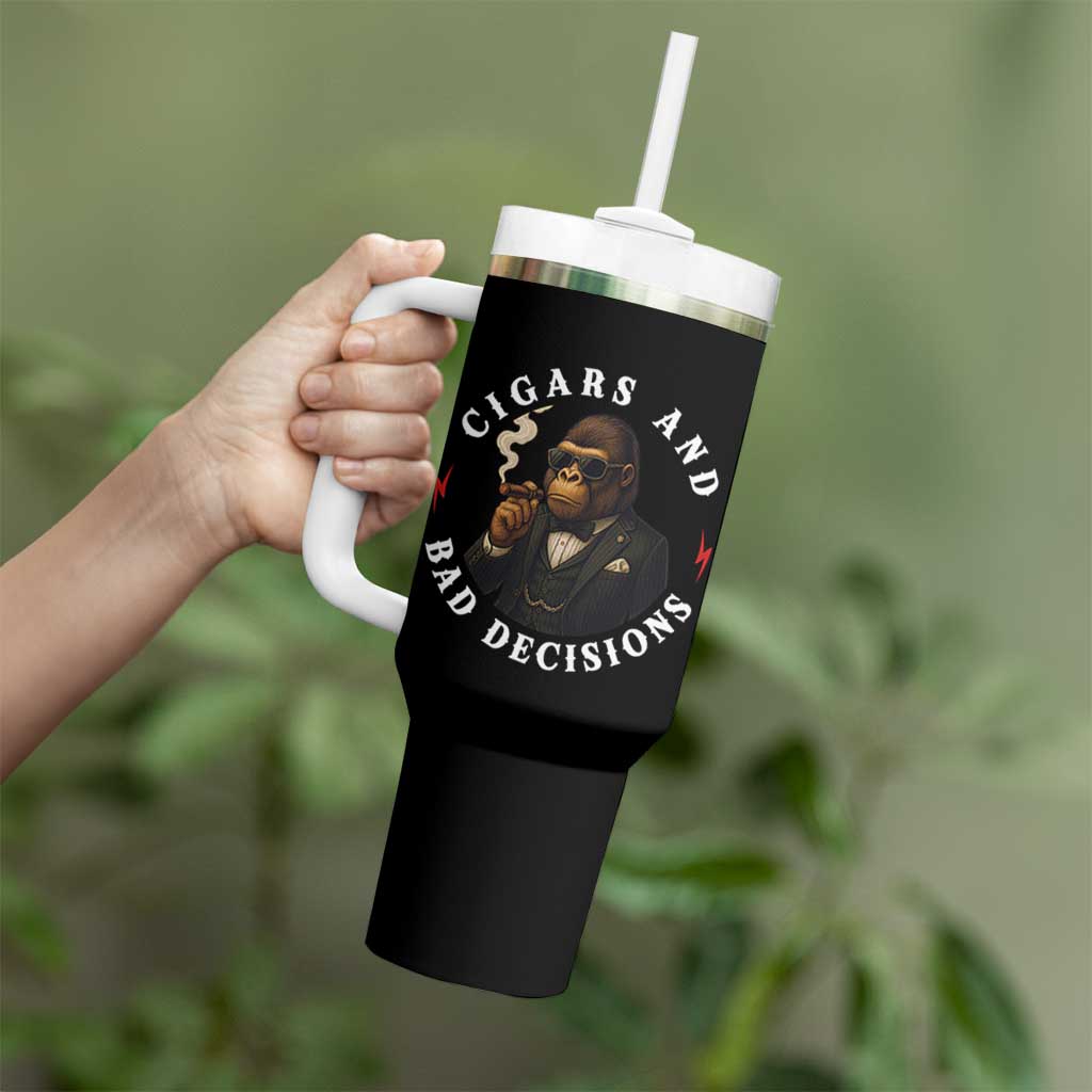 Cigars And Bad Decisions Tumbler With Handle Funny Gorilla Gift