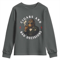 Cigars And Bad Decisions Youth Sweatshirt Funny Gorilla Gift - Wonder Print Shop