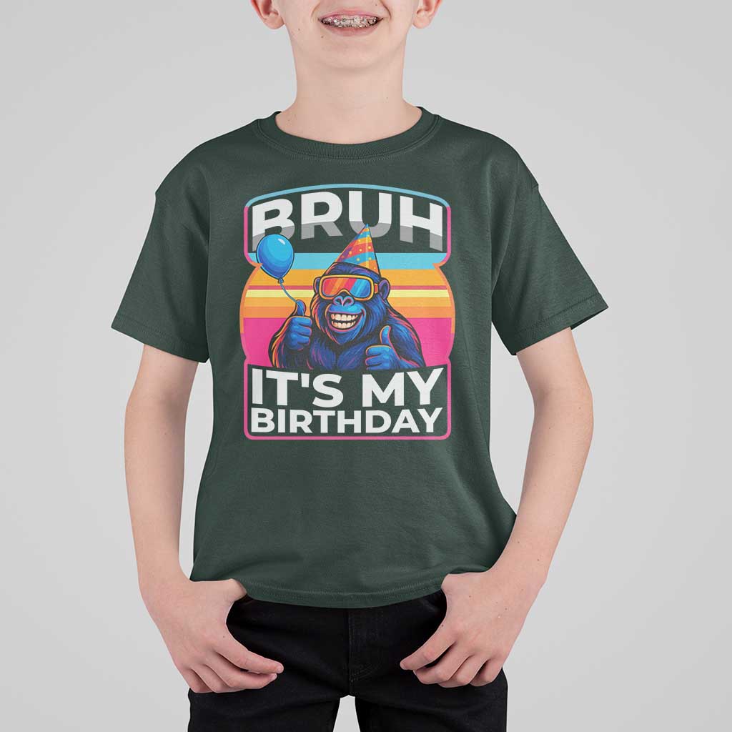 Bruh It Is My Birthday T Shirt For Kid Funny Gorilla Lover Gift - Wonder Print Shop