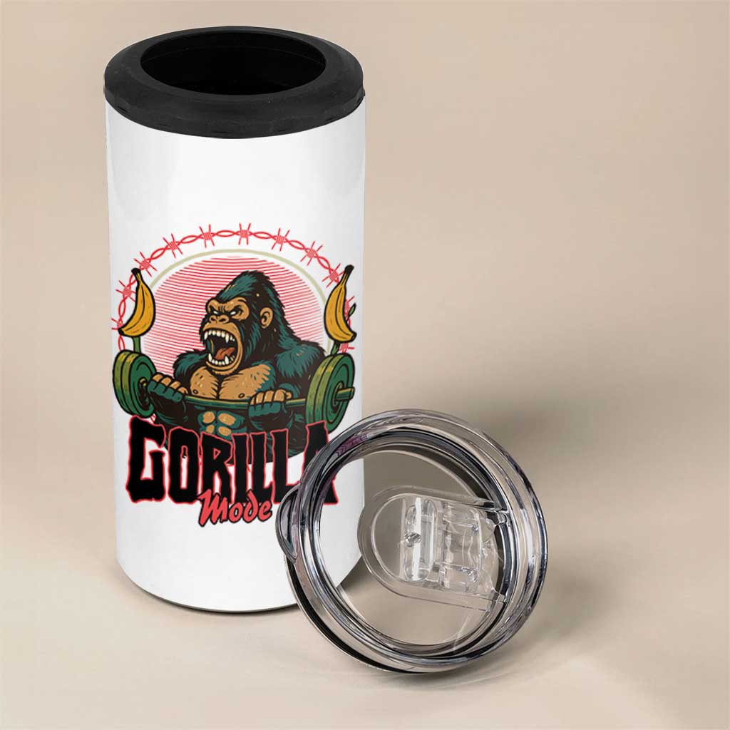Fitness Lover Gift 4 in 1 Can Cooler Tumbler Gorilla Mode