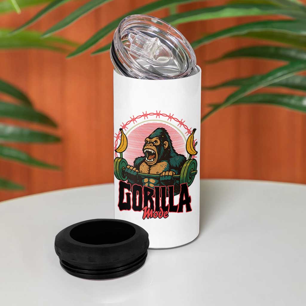 Fitness Lover Gift 4 in 1 Can Cooler Tumbler Gorilla Mode