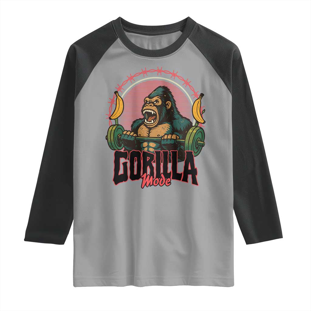 Fitness Lover Gift Raglan Shirt Gorilla Mode - Wonder Print Shop