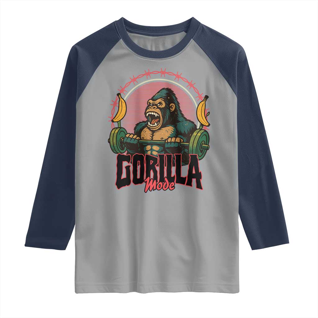 Fitness Lover Gift Raglan Shirt Gorilla Mode - Wonder Print Shop