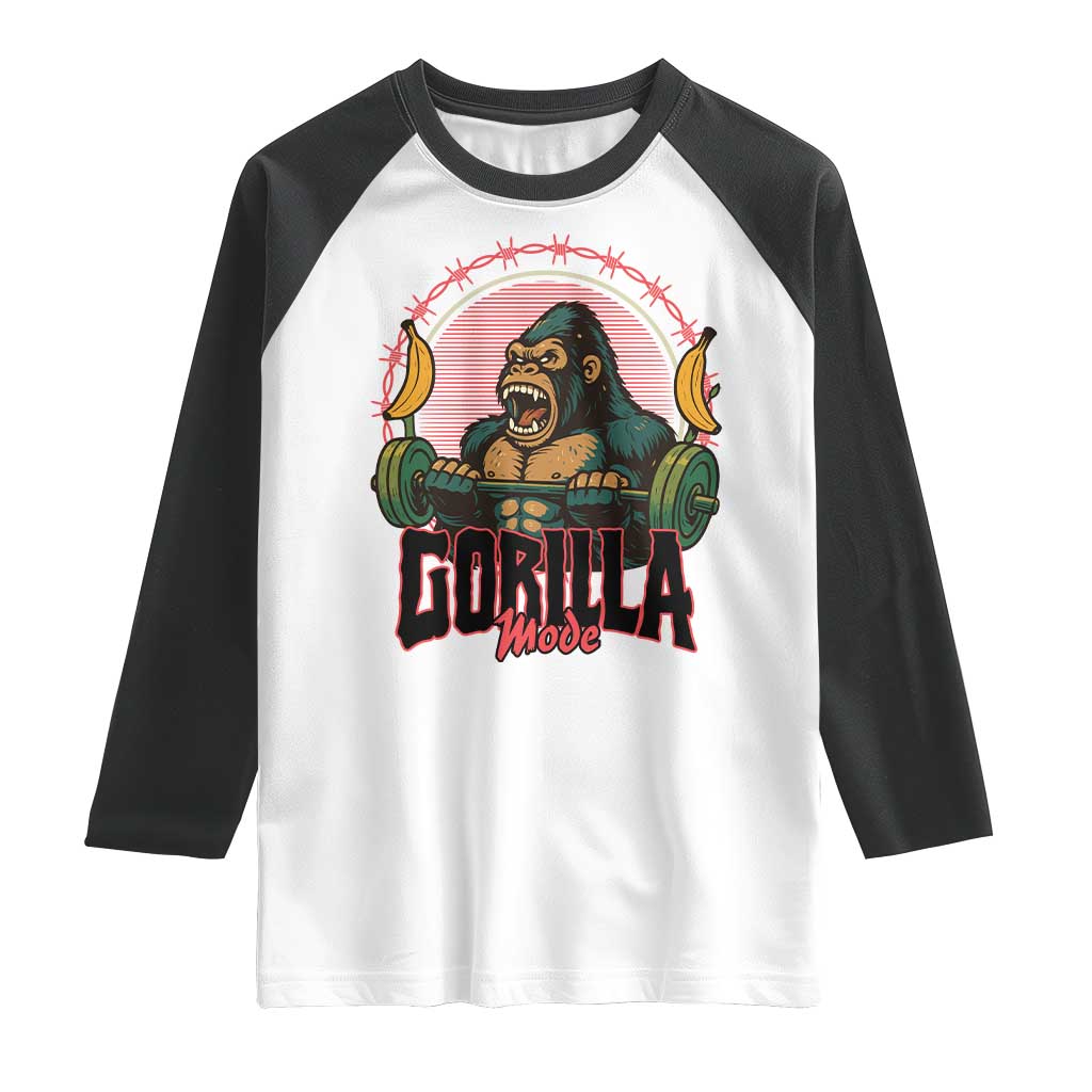 Fitness Lover Gift Raglan Shirt Gorilla Mode - Wonder Print Shop