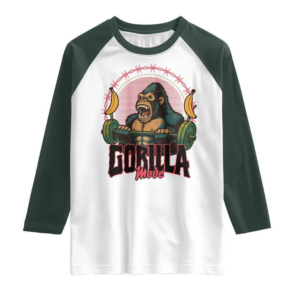 Fitness Lover Gift Raglan Shirt Gorilla Mode - Wonder Print Shop