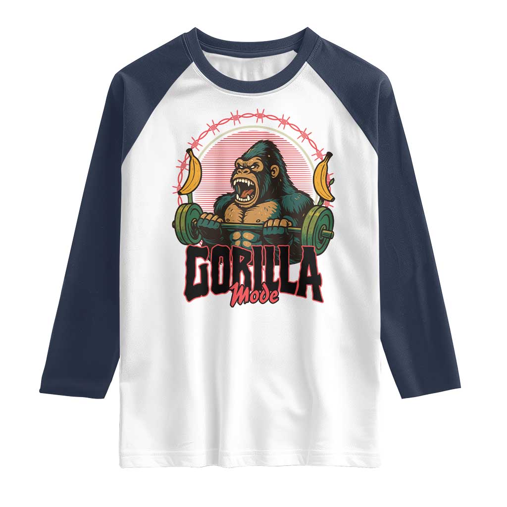 Fitness Lover Gift Raglan Shirt Gorilla Mode - Wonder Print Shop