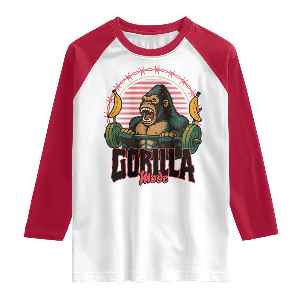 Fitness Lover Gift Raglan Shirt Gorilla Mode - Wonder Print Shop
