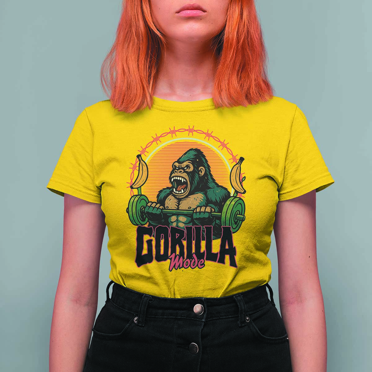 Fitness Lover Gift T Shirt For Women Gorilla Mode - Wonder Print Shop