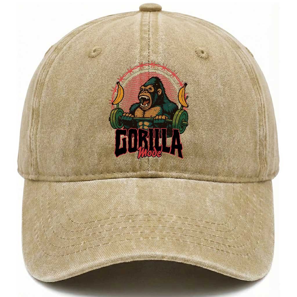 Fitness Lover Gift Washed Cotton Baseball Cap Gorilla Mode