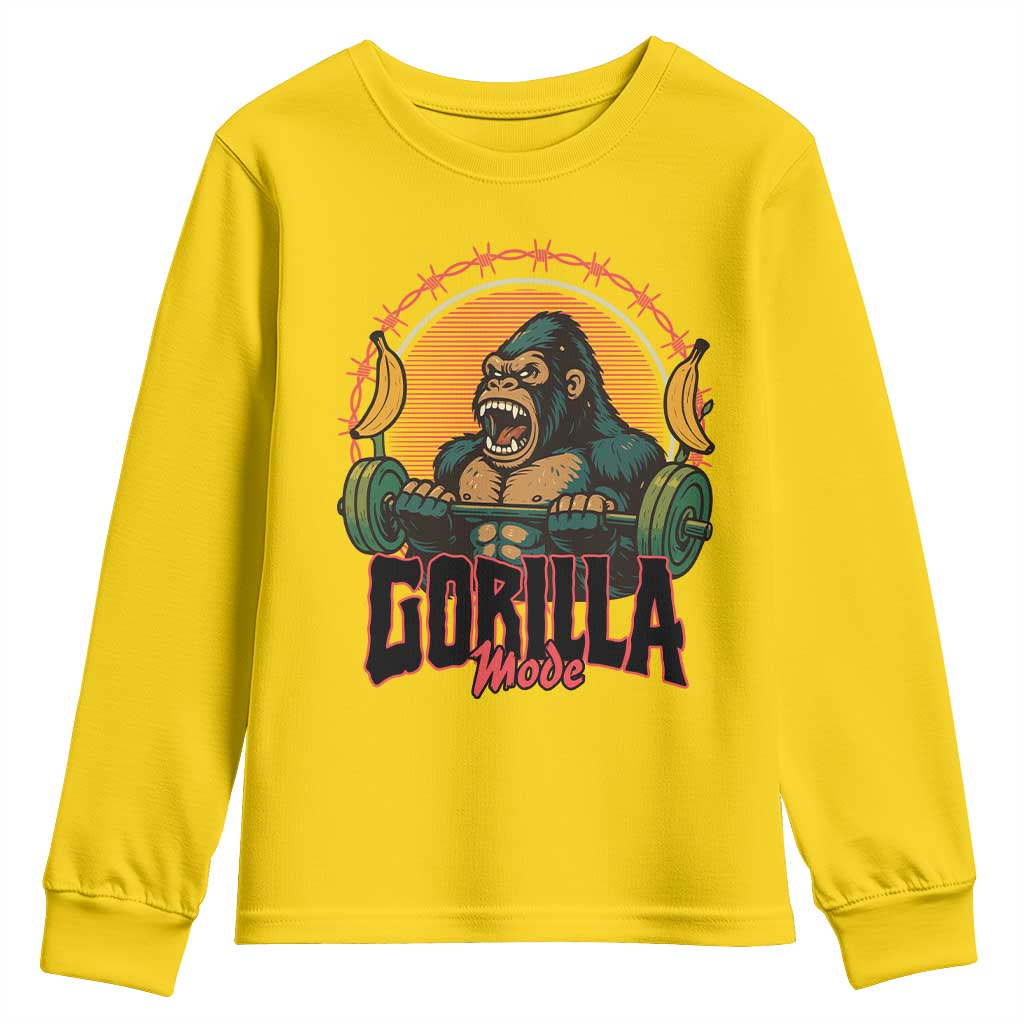 Fitness Lover Gift Youth Sweatshirt Gorilla Mode - Wonder Print Shop