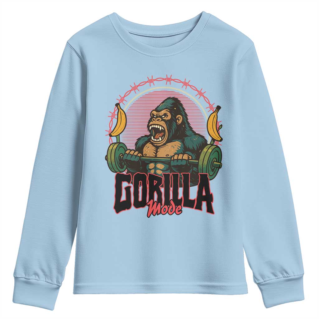 Fitness Lover Gift Youth Sweatshirt Gorilla Mode - Wonder Print Shop