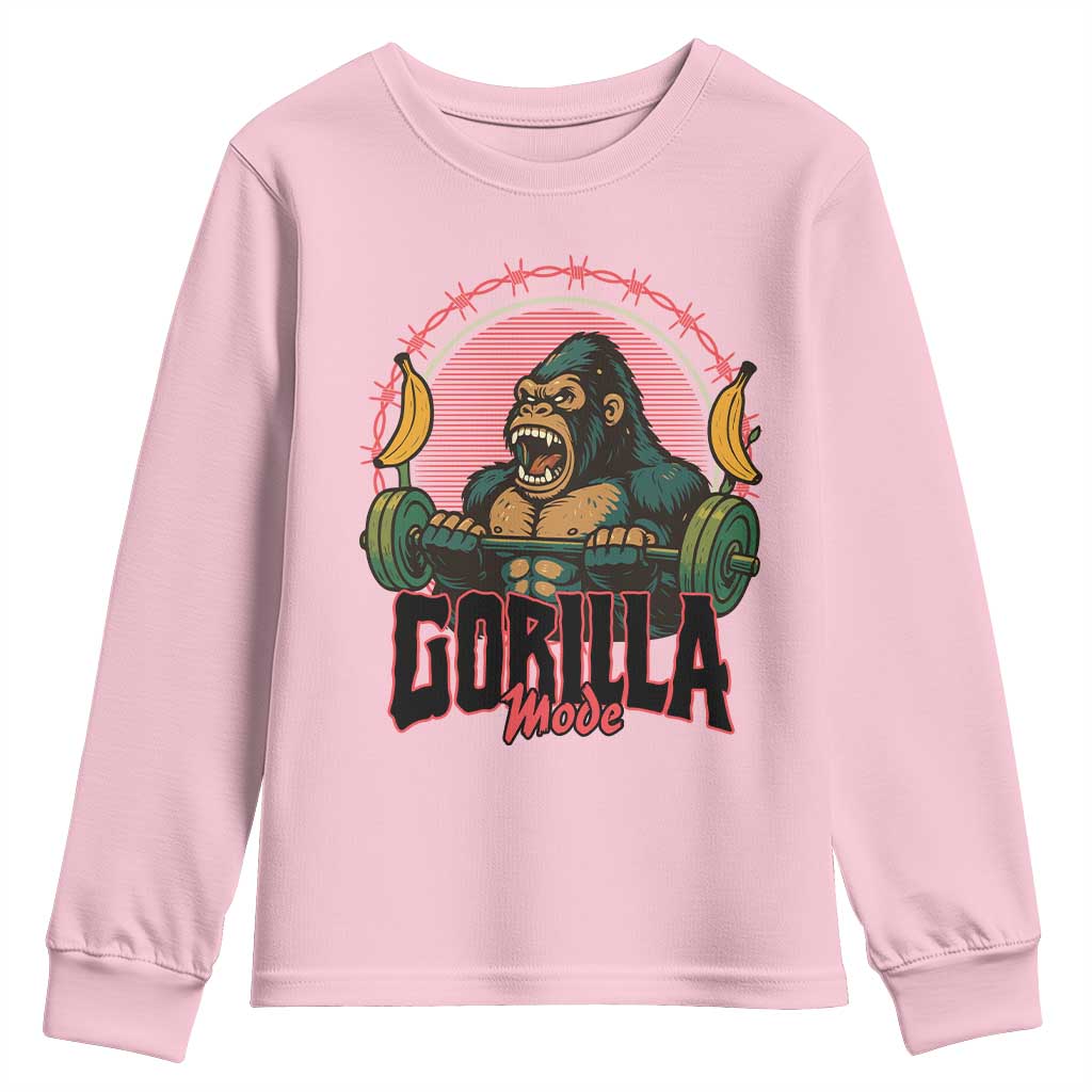Fitness Lover Gift Youth Sweatshirt Gorilla Mode - Wonder Print Shop