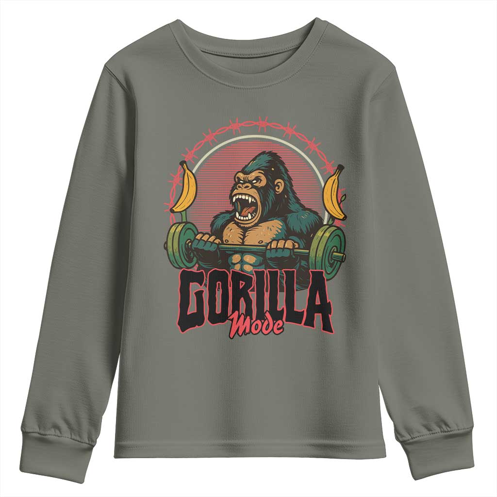 Fitness Lover Gift Youth Sweatshirt Gorilla Mode - Wonder Print Shop