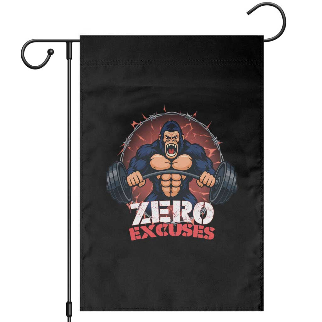 Zero Excuses Garden Flag Gorilla Fitness Lover Gift - Wonder Print Shop