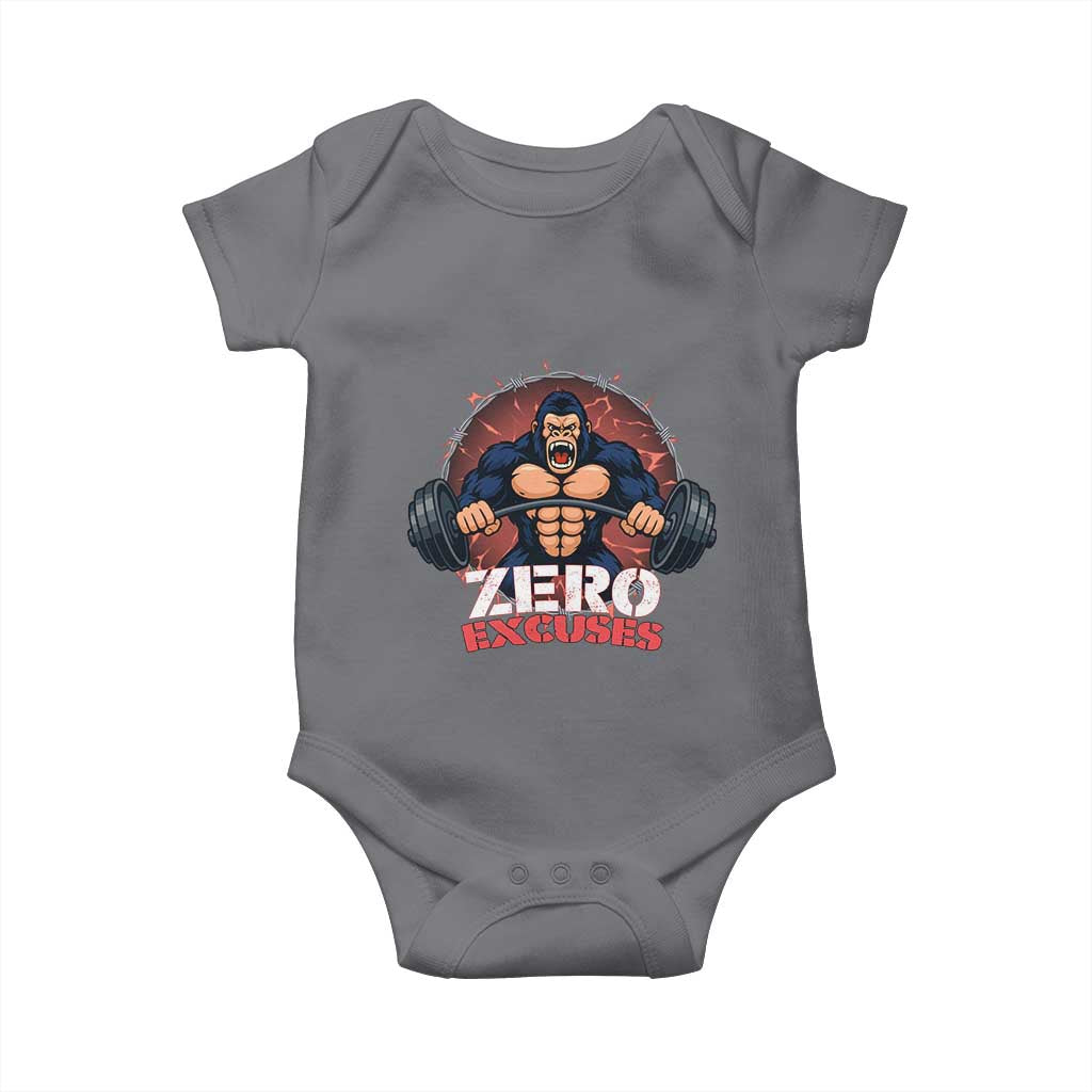 Zero Excuses Baby Onesie Gorilla Fitness Lover Gift - Wonder Print Shop