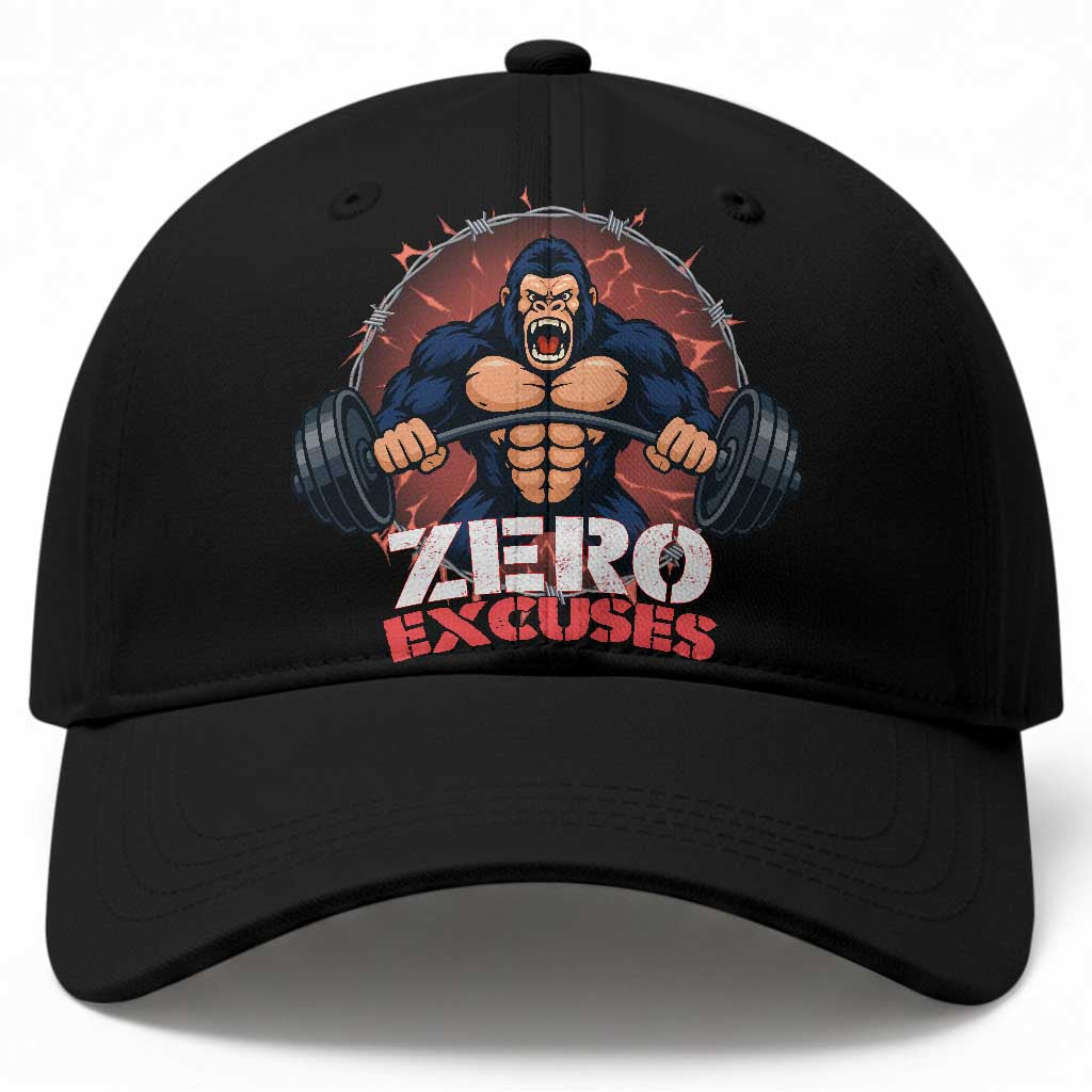 Zero Excuses Baseball Cap Gorilla Fitness Lover Gift
