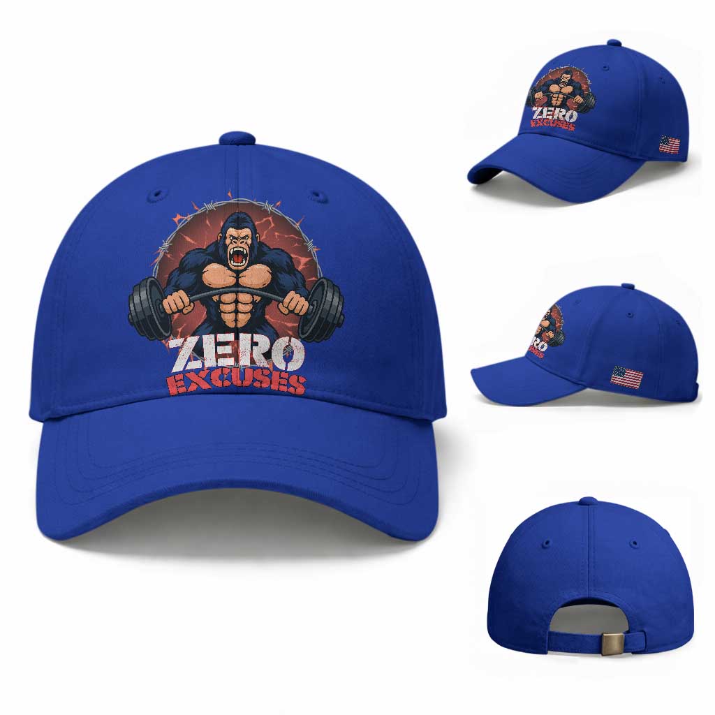 Zero Excuses Baseball Cap Gorilla Fitness Lover Gift