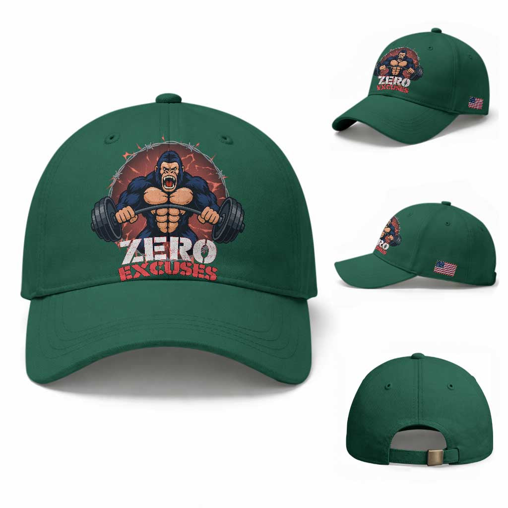 Zero Excuses Baseball Cap Gorilla Fitness Lover Gift