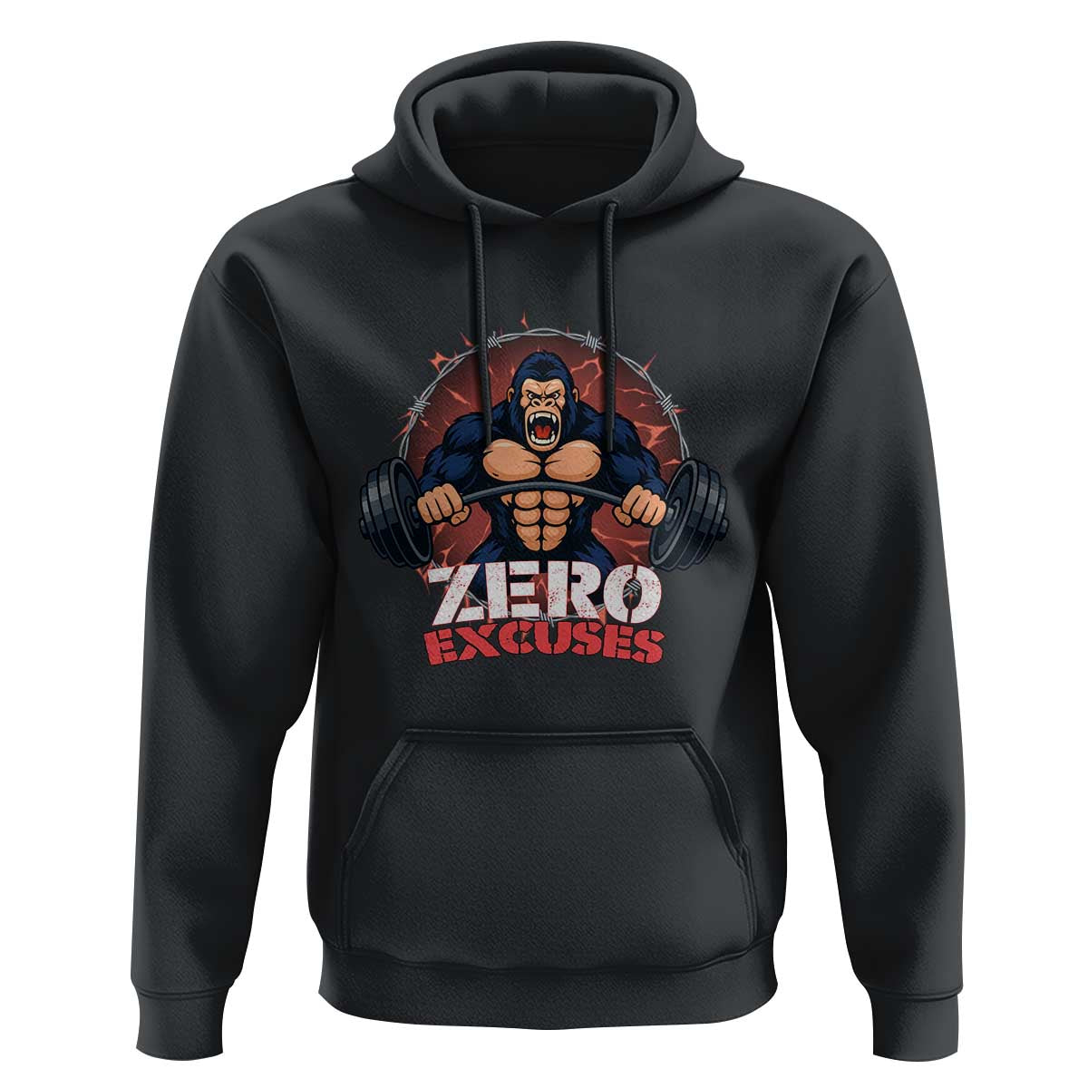 Zero Excuses Hoodie Gorilla Fitness Lover Gift - Wonder Print Shop