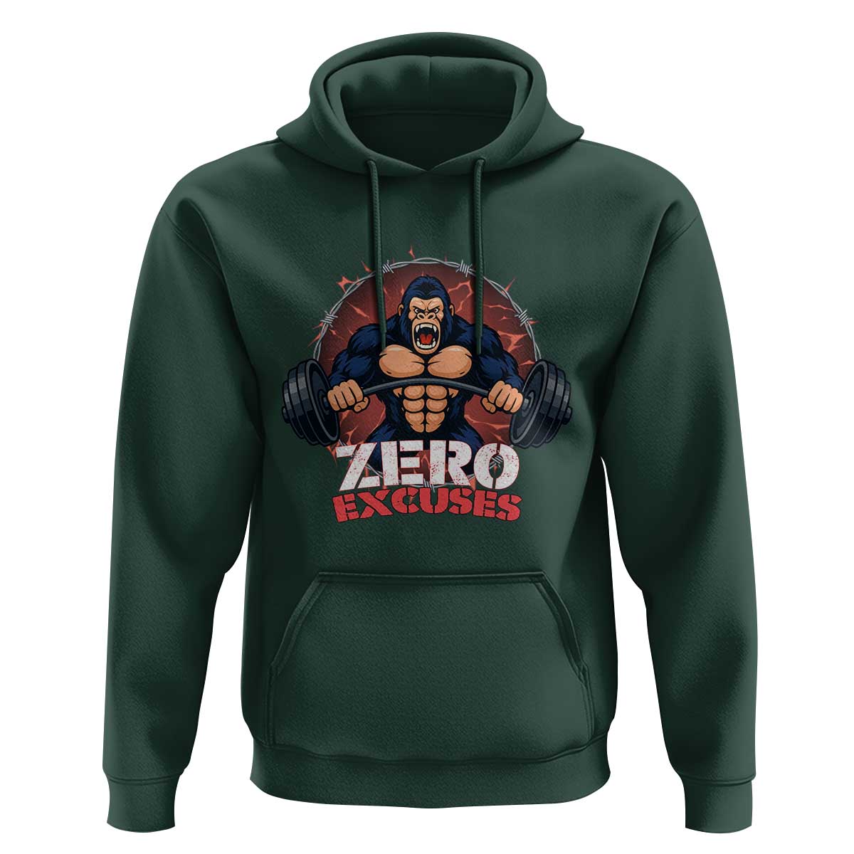 Zero Excuses Hoodie Gorilla Fitness Lover Gift - Wonder Print Shop