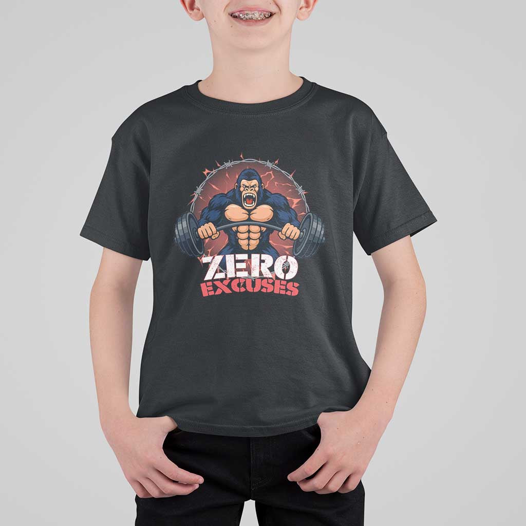Zero Excuses T Shirt For Kid Gorilla Fitness Lover Gift - Wonder Print Shop
